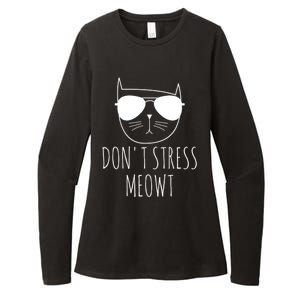 Cat Design Funny Pun Don't Stress Meowt Funny Saying Humour Meaningful Gift Womens CVC Long Sleeve Shirt