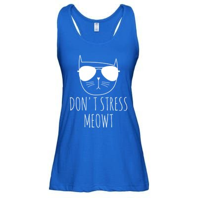 Cat Design Funny Pun Don't Stress Meowt Funny Saying Humour Meaningful Gift Ladies Essential Flowy Tank