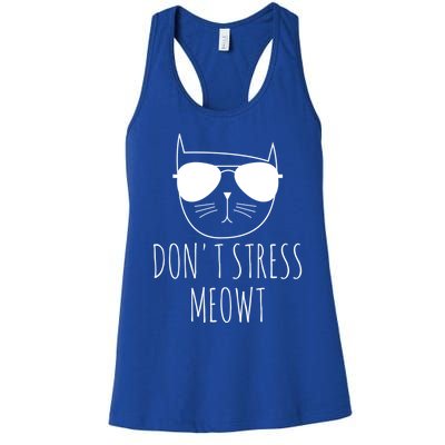 Cat Design Funny Pun Don't Stress Meowt Funny Saying Humour Meaningful Gift Women's Racerback Tank