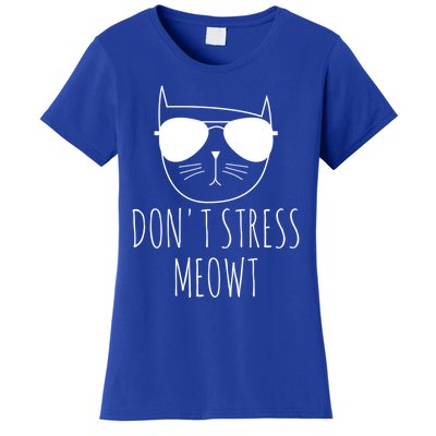 Cat Design Funny Pun Don't Stress Meowt Funny Saying Humour Meaningful Gift Women's T-Shirt