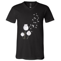 Cat Dandelion Flower SKT V-Neck T-Shirt