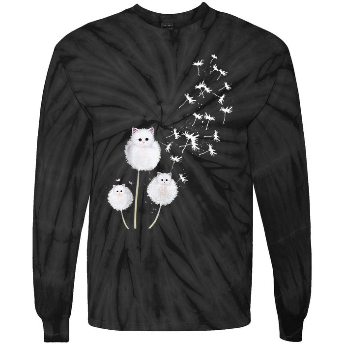 Cat Dandelion Flower SKT Tie-Dye Long Sleeve Shirt