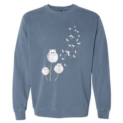 Cat Dandelion Flower SKT Garment-Dyed Sweatshirt