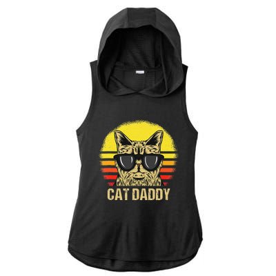 Cat Daddy Father's Day Cat Dad Ladies PosiCharge Tri-Blend Wicking Draft Hoodie Tank