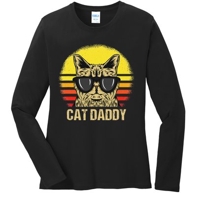 Cat Daddy Father's Day Cat Dad Ladies Long Sleeve Shirt