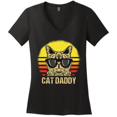 Cat Daddy Father's Day Cat Dad Women's V-Neck T-Shirt