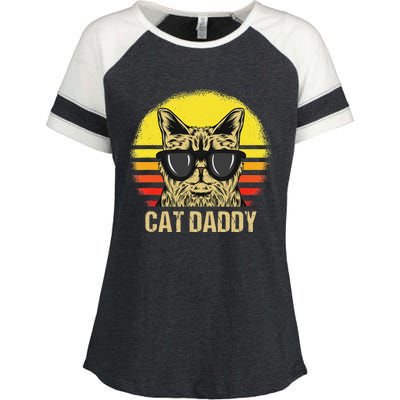 Cat Daddy Father's Day Cat Dad Enza Ladies Jersey Colorblock Tee