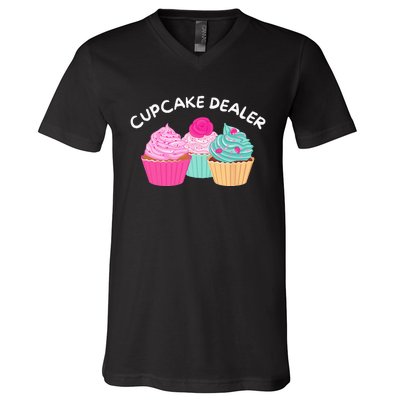 Cupcake Dealer Funny Cupcake Baker Pastry Baking Gift V-Neck T-Shirt