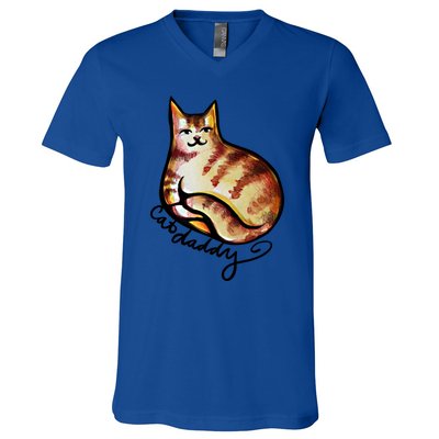 Cat Daddy Funny Cat Person Humor Gift V-Neck T-Shirt