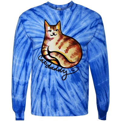 Cat Daddy Funny Cat Person Humor Gift Tie-Dye Long Sleeve Shirt