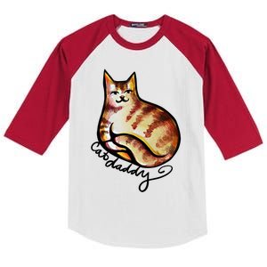 Cat Daddy Funny Cat Person Humor Gift Kids Colorblock Raglan Jersey