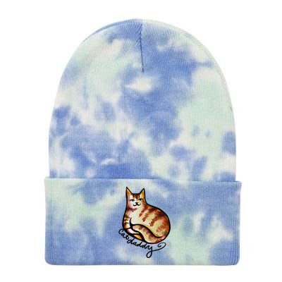 Cat Daddy Funny Cat Person Humor Gift Tie Dye 12in Knit Beanie