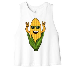 Corn Design For Women Sweet Corn On The Cob Lovers Women's Racerback Cropped Tank