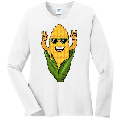 Corn Design For Women Sweet Corn On The Cob Lovers Ladies Long Sleeve Shirt