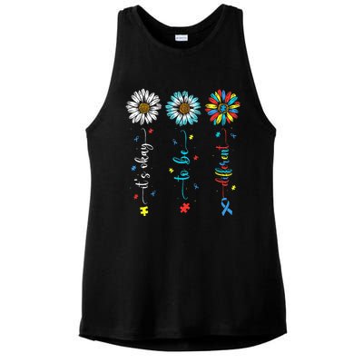 Cute Daisy Flower Autism Awareness Its Ok To Be Different Ladies PosiCharge Tri-Blend Wicking Tank