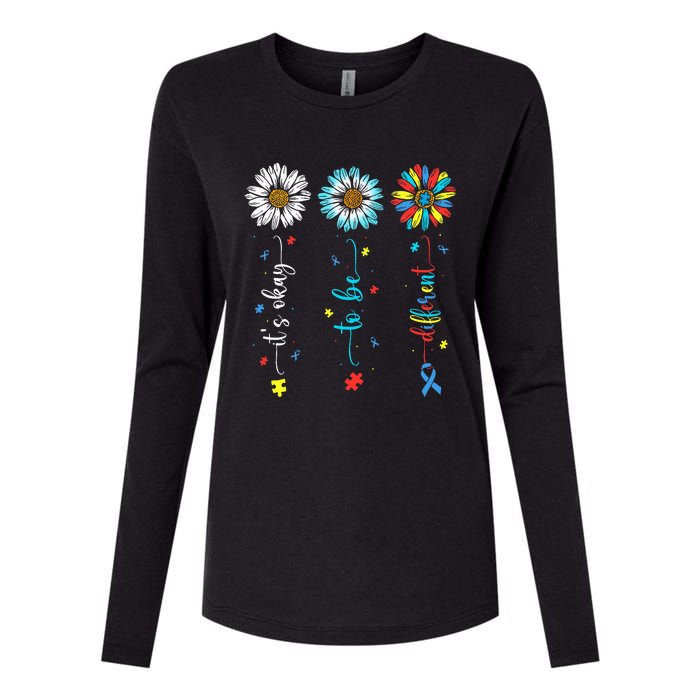 Cute Daisy Flower Autism Awareness Its Ok To Be Different Womens Cotton Relaxed Long Sleeve T-Shirt