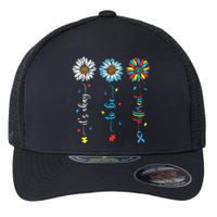 Cute Daisy Flower Autism Awareness Its Ok To Be Different Flexfit Unipanel Trucker Cap