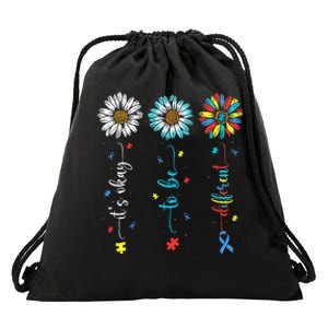 Cute Daisy Flower Autism Awareness Its Ok To Be Different Drawstring Bag