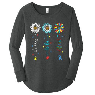 Cute Daisy Flower Autism Awareness Its Ok To Be Different Women's Perfect Tri Tunic Long Sleeve Shirt