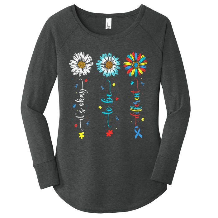 Cute Daisy Flower Autism Awareness Its Ok To Be Different Women's Perfect Tri Tunic Long Sleeve Shirt