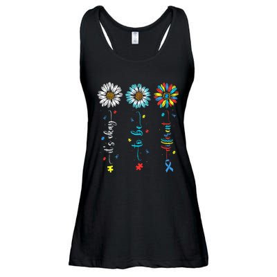 Cute Daisy Flower Autism Awareness Its Ok To Be Different Ladies Essential Flowy Tank