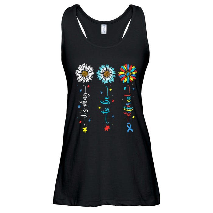 Cute Daisy Flower Autism Awareness Its Ok To Be Different Ladies Essential Flowy Tank