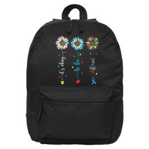 Cute Daisy Flower Autism Awareness Its Ok To Be Different 16 in Basic Backpack