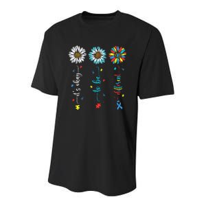 Cute Daisy Flower Autism Awareness Its Ok To Be Different Youth Performance Sprint T-Shirt