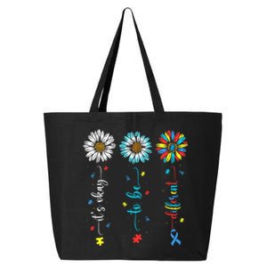 Cute Daisy Flower Autism Awareness Its Ok To Be Different 25L Jumbo Tote