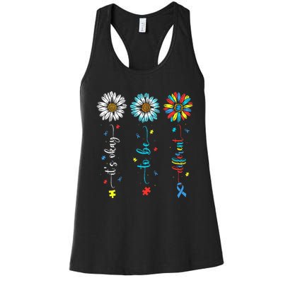 Cute Daisy Flower Autism Awareness Its Ok To Be Different Women's Racerback Tank