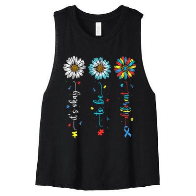 Cute Daisy Flower Autism Awareness Its Ok To Be Different Women's Racerback Cropped Tank