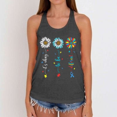 Cute Daisy Flower Autism Awareness Its Ok To Be Different Women's Knotted Racerback Tank