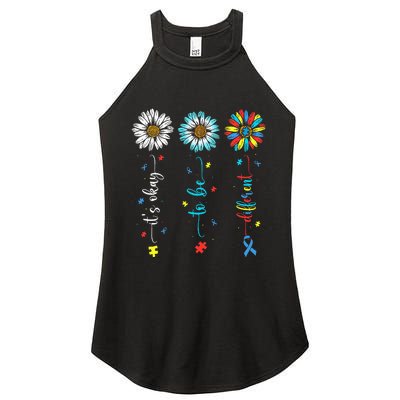 Cute Daisy Flower Autism Awareness Its Ok To Be Different Women's Perfect Tri Rocker Tank