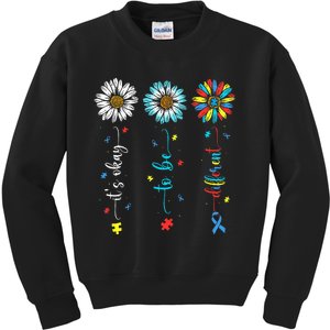 Cute Daisy Flower Autism Awareness Its Ok To Be Different Kids Sweatshirt