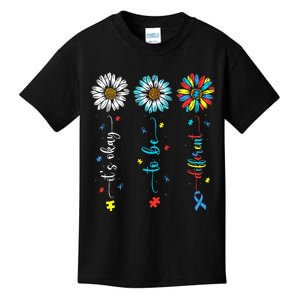 Cute Daisy Flower Autism Awareness Its Ok To Be Different Kids T-Shirt