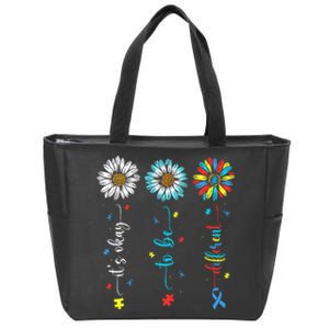 Cute Daisy Flower Autism Awareness Its Ok To Be Different Zip Tote Bag