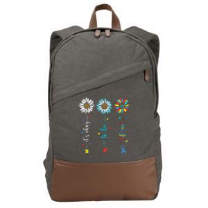 Cute Daisy Flower Autism Awareness Its Ok To Be Different Cotton Canvas Backpack