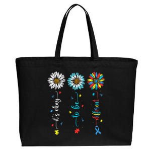 Cute Daisy Flower Autism Awareness Its Ok To Be Different Cotton Canvas Jumbo Tote