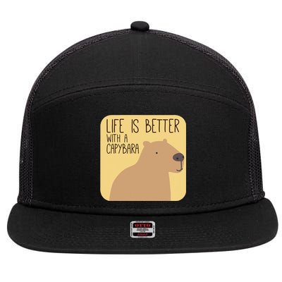 Capybara Design For Capibara Owner Cool Mammal 7 Panel Mesh Trucker Snapback Hat