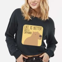 Capybara Design For Capibara Owner Cool Mammal Cropped Pullover Crew