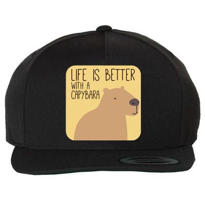 Capybara Design For Capibara Owner Cool Mammal Wool Snapback Cap