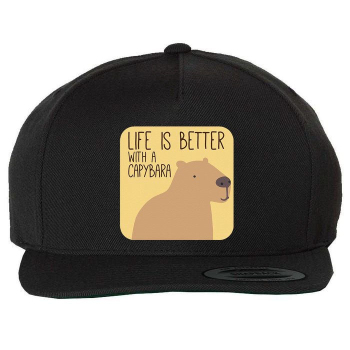 Capybara Design For Capibara Owner Cool Mammal Wool Snapback Cap