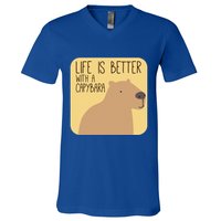 Capybara Design For Capibara Owner Cool Mammal V-Neck T-Shirt