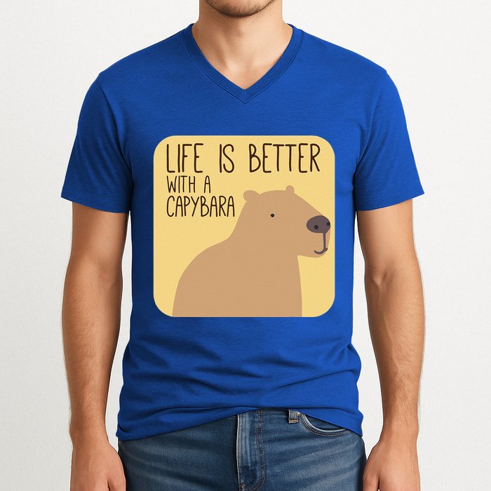 Capybara Design For Capibara Owner Cool Mammal V-Neck T-Shirt