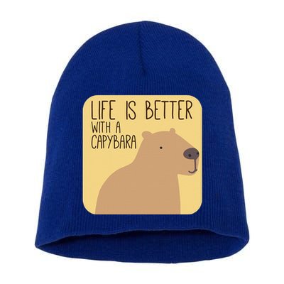 Capybara Design For Capibara Owner Cool Mammal Short Acrylic Beanie
