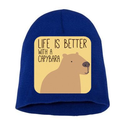 Capybara Design For Capibara Owner Cool Mammal Short Acrylic Beanie