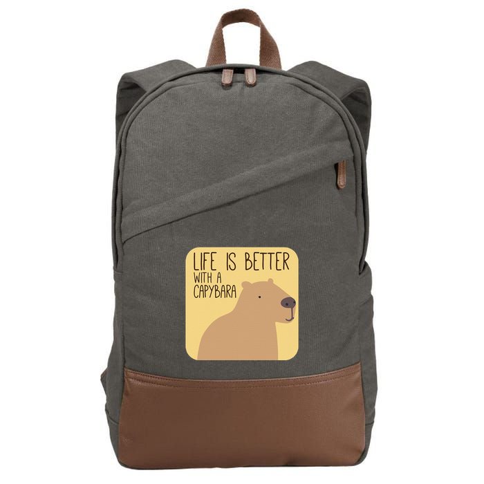 Capybara Design For Capibara Owner Cool Mammal Cotton Canvas Backpack