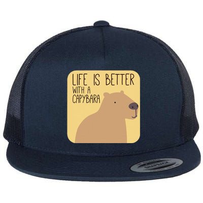 Capybara Design For Capibara Owner Cool Mammal Flat Bill Trucker Hat