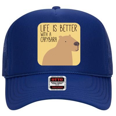 Capybara Design For Capibara Owner Cool Mammal High Crown Mesh Back Trucker Hat