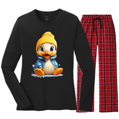 Cute Duckling Funny Duckling Lover Baby Duck Women's Long Sleeve Flannel Pajama Set 